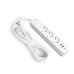 Мережевий подовжувач VIDEX ONCORD з/з 3п 3м (3x1.5мм) 2.4А 2USB+USB-C з кнопкою White