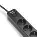 Мережевий подовжувач VIDEX ONCORD з/з 4п 3м (3x1.5мм) 3.4А USB(QC3.0) +USB-C(PD20W) з кнопкою Black