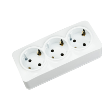 Розетка з заземленням 3-на  біла POWER MAX-3