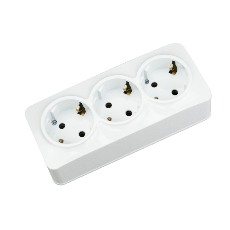 Розетка з заземленням 3-на біла POWER MAX-3 Розетка з заземленням 3-на біла POWER MAX-3