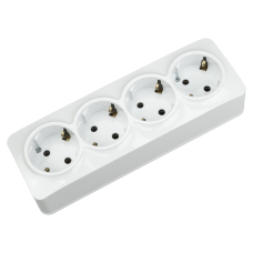 Розетка з заземленням  біла 4-а POWER MAX-4