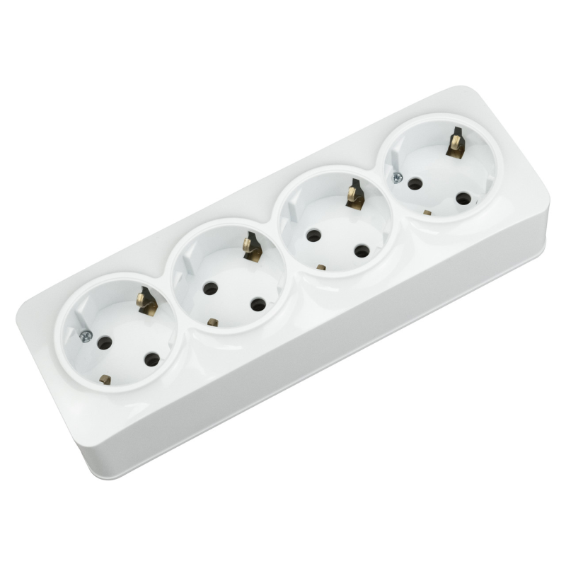 Розетка з заземленням біла 4-а POWER MAX-4 Розетка з заземленням біла 4-а POWER MAX-4