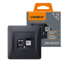 Розетка CAT6 одинарна комп“ютерна чорний графіт VIDEX BINERA