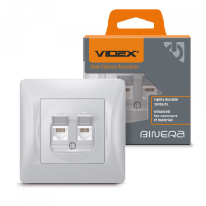 Розетка CAT6+CAT6 комп“ютерна подвійна срібний шовк VIDEX BINERA