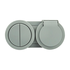 Вимикач 2-клавішний + Розетка з заземленням з кришкою сірий xOne