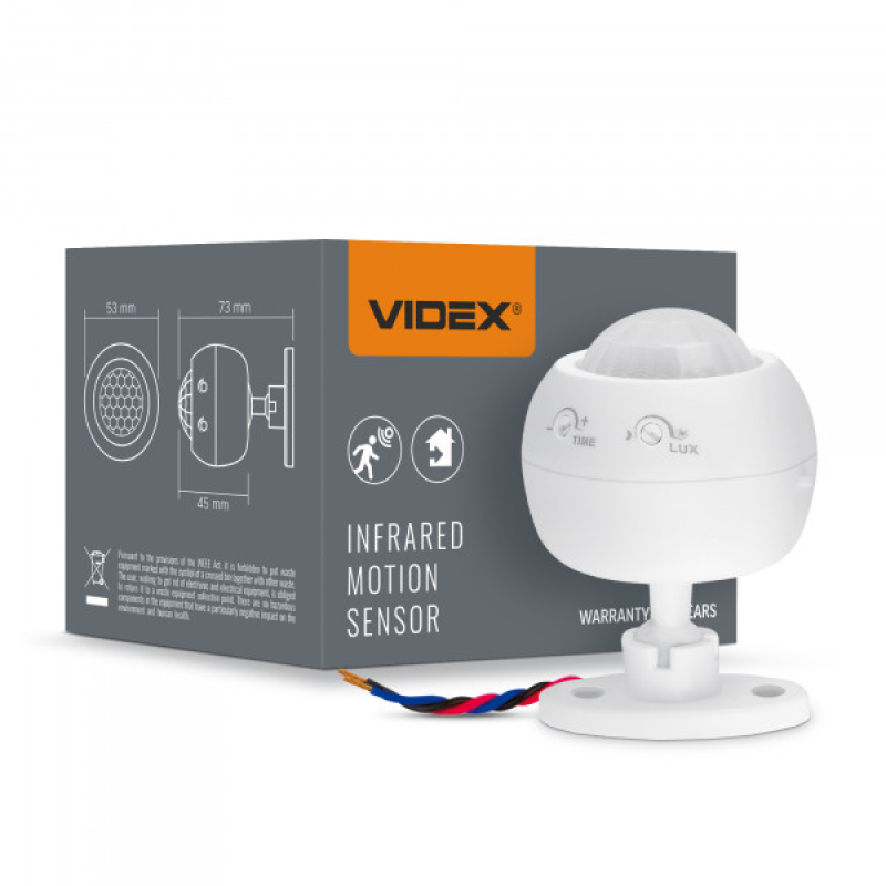 Датчик руху та освітленості VIDEX VL-SPS27W 220V 1200W інфрачервоний