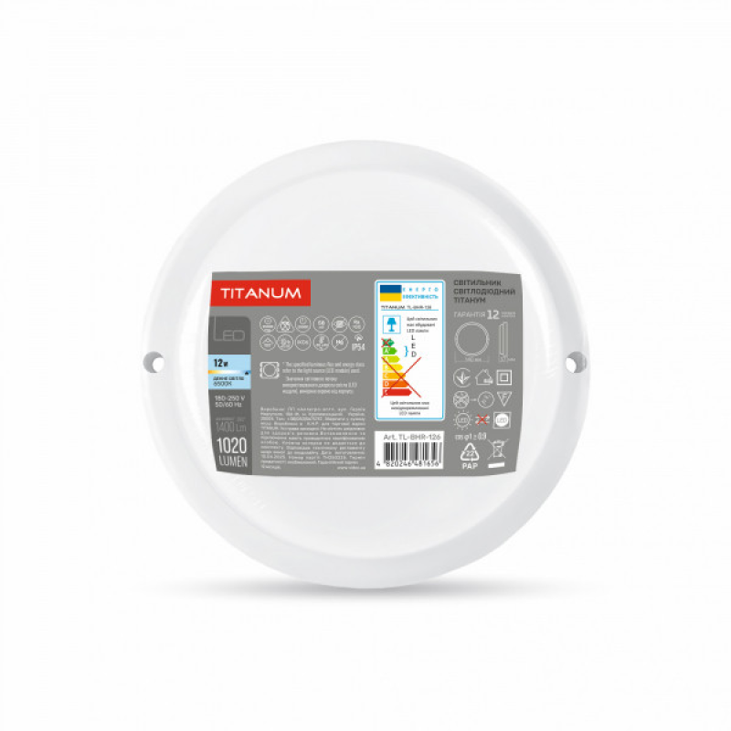 LED світильник вологозахищений круглий TITANUM 12W 6500K TL-BHR-126