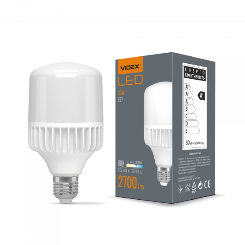 LED лампа VIDEX A80 30W E27 5000K