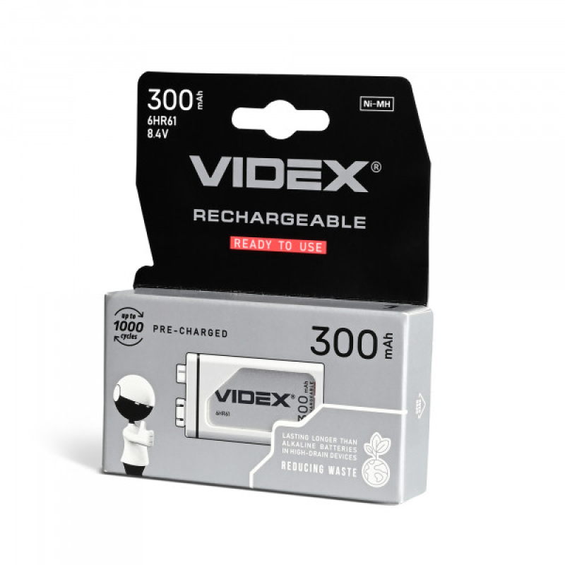 Акумулятори Videx 6HR61 300mAh blister/1шт