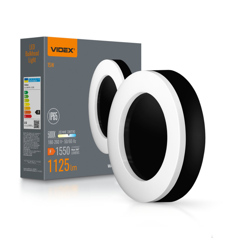 LED світильник ART IP65 круглий VIDEX 15W 5000K Black