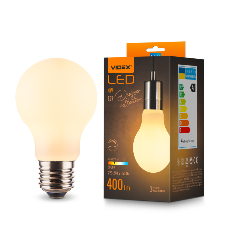 LED лампа VIDEX Filament VL-DA60MO 4W E27 3000K Porcelain dimmable LED лампа VIDEX Filament VL-DA60MO 4W E27 3000K Porcelain dimmable