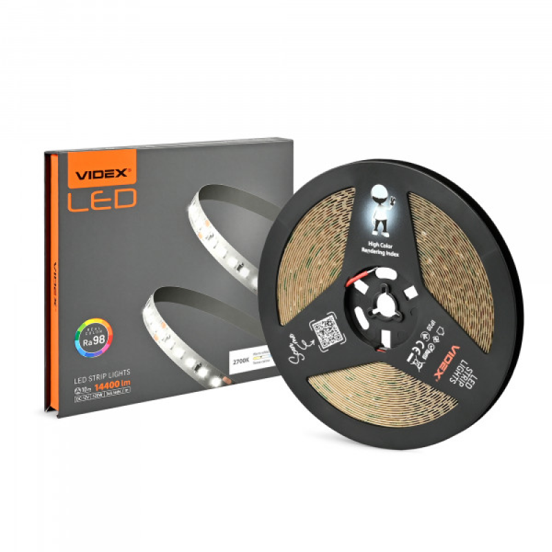 LED стрічка VIDEX DC12V 120W 10M 2700K Ra98 IP20 (VL-LST28144-12122-B10)