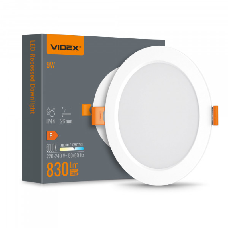 LED світильник Back вбудований круглий VIDEX 9W 5000K