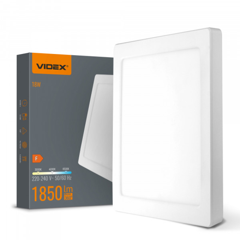 LED світильник квадратний VIDEX DL6S 18W 3000K-4000K-6500K White