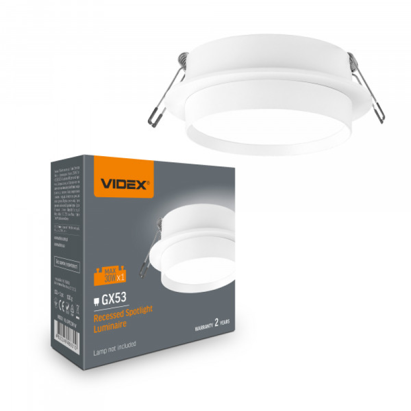 Світильник VIDEX під лампу GX53 врізний Круглий Білий (VL-SPF33R-W)