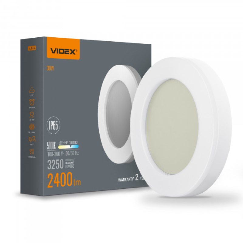 LED світильник ART IP65 круглий VIDEX 30W 5000K
