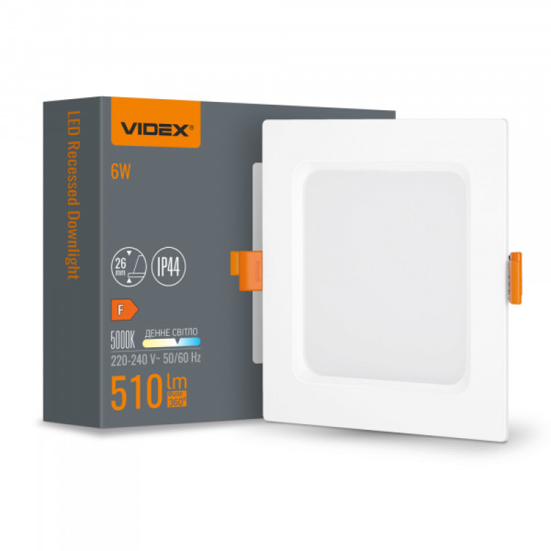 LED світильник Back вбудований квадрат VIDEX 6W 5000K