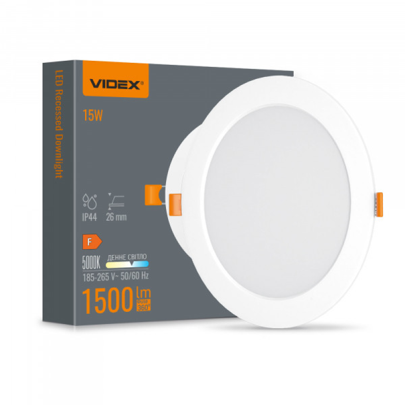 LED світильник Back вбудований круглий VIDEX 15W 5000K