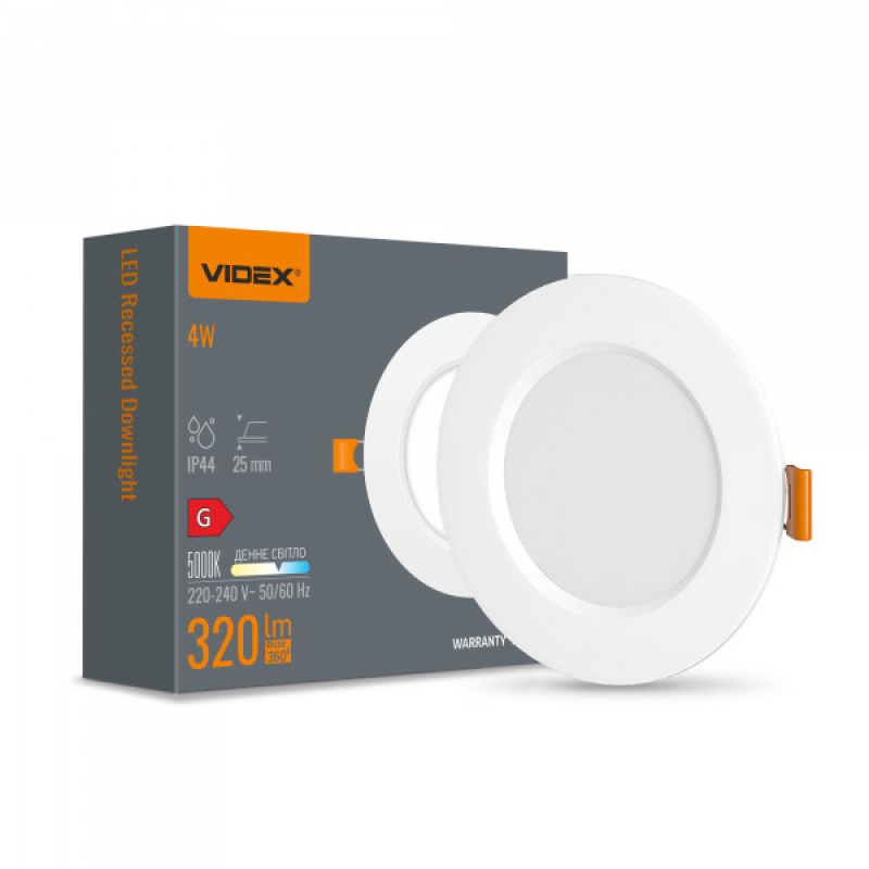 LED світильник Back вбудований круглий VIDEX 4W 5000K