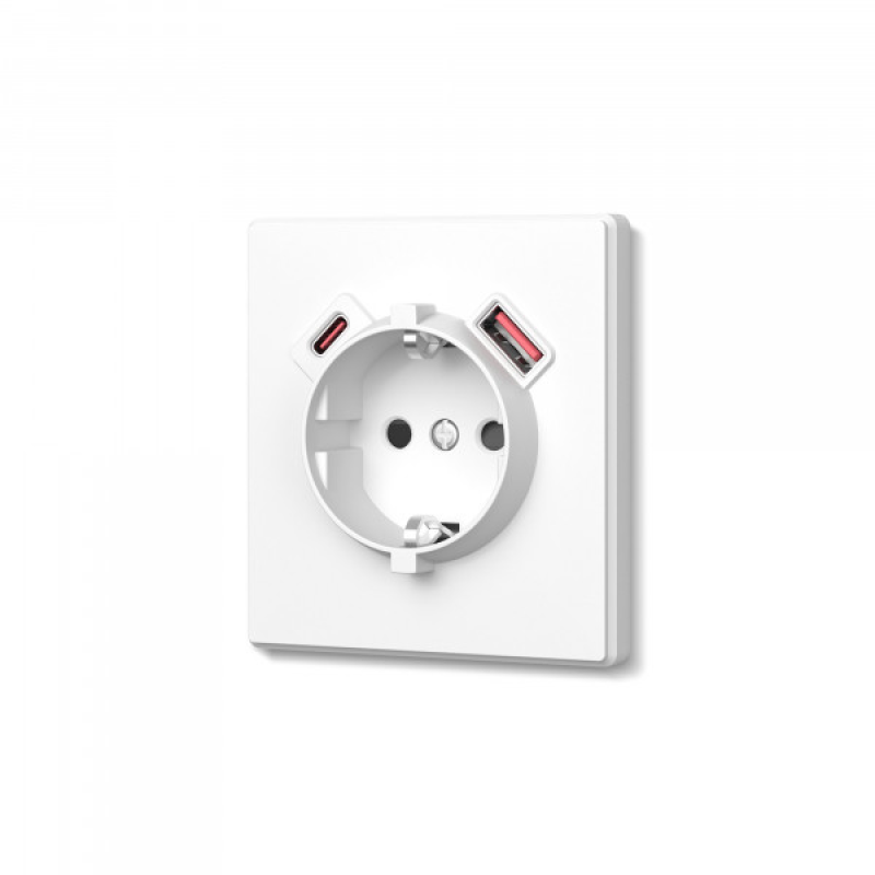 Розетка одинарна із заземленням USB-A+C 20W біла матова VIDEX NOTA (VF-NT-SK1GUC-WH)