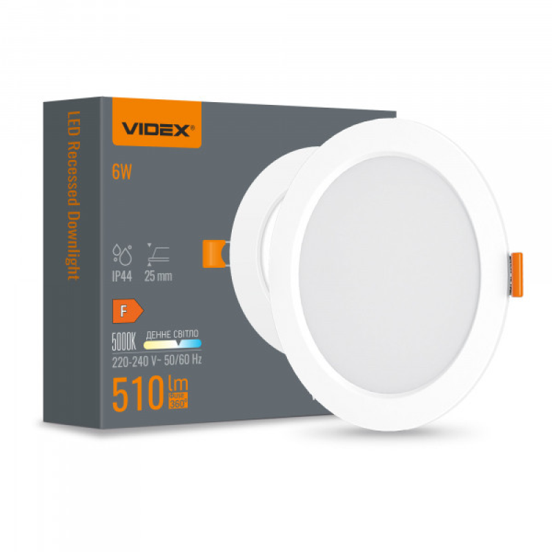 LED світильник Back вбудований круглий VIDEX 6W 5000K