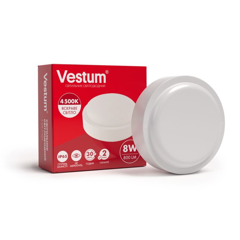 Світлодіодний круглий світильник ЖКГ Vestum 8W 4500K 220V 1-VS-7101