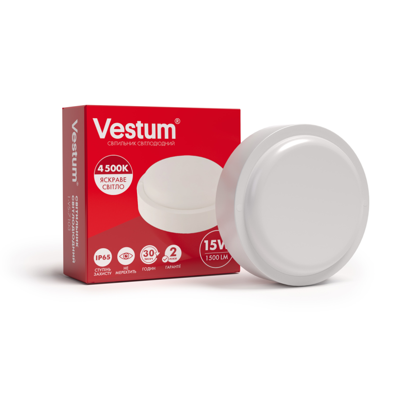 Світлодіодний круглий світильник ЖКГ Vestum 15W 4500K 220V 1-VS-7103