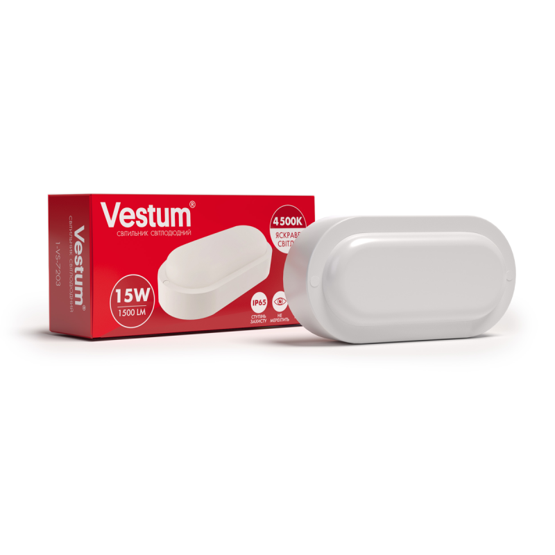 Світлодіодний овальний світильник ЖКГ Vestum 15W 4500K 220V 1-VS-7203