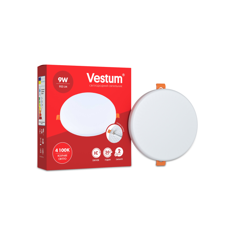Круглий світлодіодний врізний світильник “без рамки“ Vestum 9W 4100K 1-VS-5504 Круглий світлодіодний врізний світильник “без рамки“ Vestum 9W 4100K 1-VS-5504