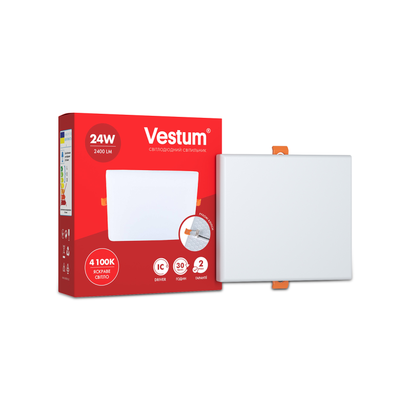 Квадратний світлодіодний врізний світильник “без рамки“ Vestum 24W 4100K 1-VS-5607 Квадратний світлодіодний врізний світильник “без рамки“ Vestum 24W 4100K 1-VS-5607
